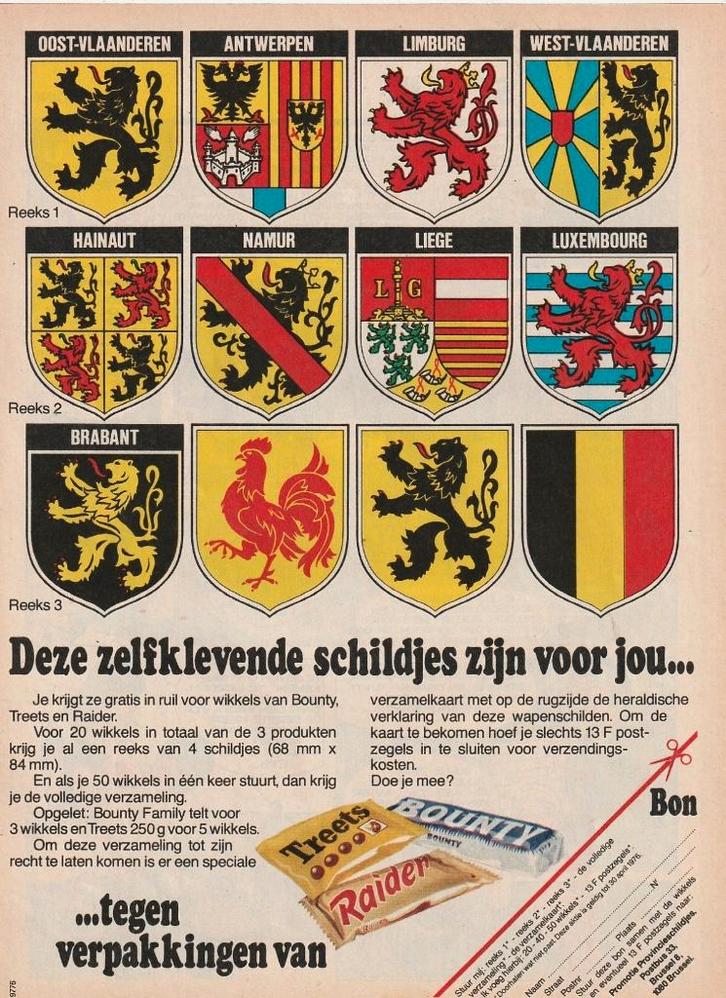 Retro reclame 1975 Raider Treets Belgische schildjes, Verzamelen, Retro, Overige typen, Verzenden