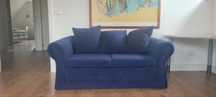 Blauwe slaapbank - compact en comfortabel!, Huis en Inrichting, Slaapkamer | Slaapbanken, Gebruikt, 140 cm, 200 cm, Tweepersoons
