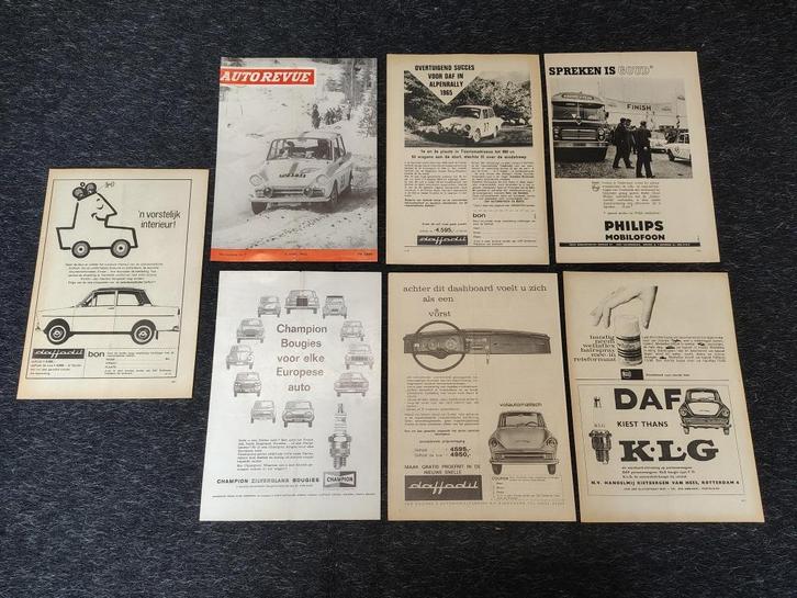 7x Reclame (A4) DAF 31/ daffodil/ Rally (1965), Verzamelen, Automerken, Motoren en Formule 1, Gebruikt, Auto's, Verzenden
