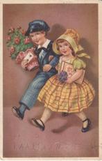 MEISJE JONGEN UIT 1938 NAAM ONDER WEGGEGUMPT KAART KH203, Ophalen of Verzenden, 1920 tot 1940, Gelopen, Kinderen