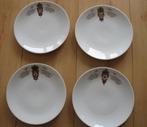 Vier porseleinen (ontbijt) borden met klokken, Antiek en Kunst, Ophalen of Verzenden