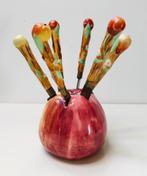 Antieke fruitmessen in keramieken appel, schilmesjes, antiek, Antiek en Kunst, Antiek | Servies los, Ophalen of Verzenden