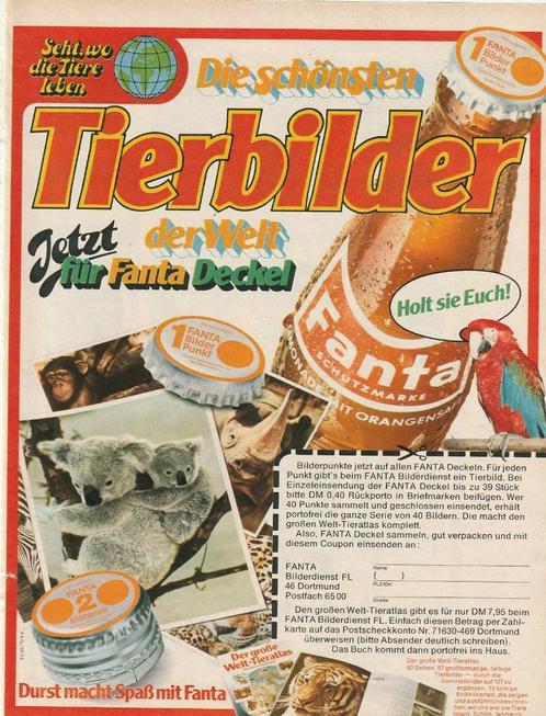 retro reclame 1974 Fanta frisdrank album dierenplaatjes, Verzamelen, Retro, Overige typen, Verzenden