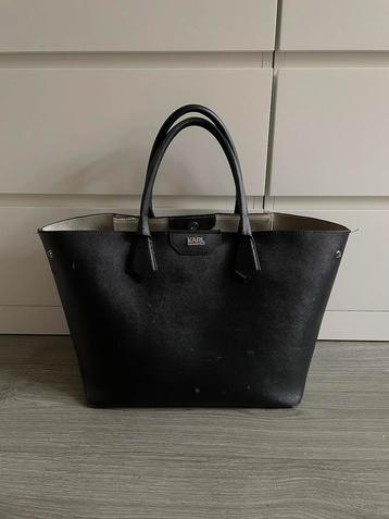 Karl lagerfeld zwarte dames handtas shopper bag tas zilver beschikbaar voor biedingen