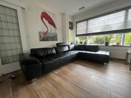 Leren Hoekbank met Longchair, Huis en Inrichting, Banken | Bankstellen, Gebruikt, Hoekbank, Vierpersoons of meer, 300 cm of meer