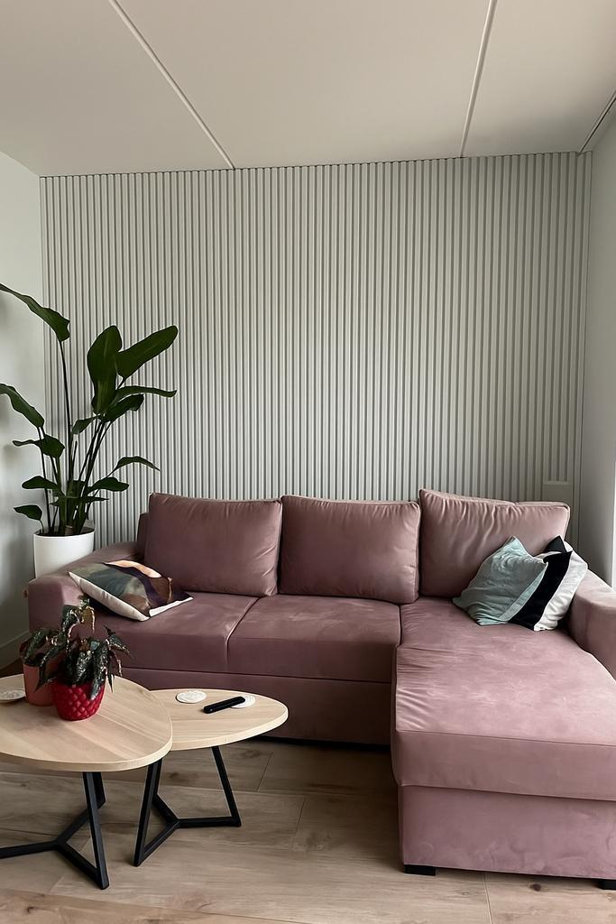 Hoekbank Lily Velvet Rose Wood, Huis en Inrichting, Banken | Bankstellen, Nieuw, Hoekbank, Vierpersoons of meer, 200 tot 250 cm