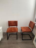 Set van 2 bruine ribstof stoelen, Huis en Inrichting, Ophalen, Gebruikt, Twee, Bruin