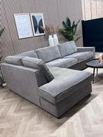 Woood Ribstof Hoekbank - Grijs - 287 x 200, Ophalen, 250 tot 300 cm, Woood ribstof thomas hoekbank modern grijs loungebank, -