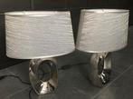 2x tafellamp chroom/ zilver 42 cm, Minder dan 50 cm, Gebruikt, Ophalen of Verzenden