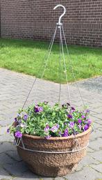 Hanging basket met paarse petunia ong 50 cm. doorsnee, Nieuw, Overige materialen, 60 cm of meer, Rond