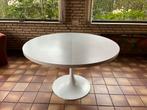 Witte ronde eettafel, Huis en Inrichting, Tafels | Eettafels, Ophalen, Gebruikt, 100 tot 150 cm, Rond