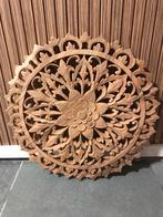 Groot mandala wandpaneel houtsnijwerk rond Bali teak, Huis en Inrichting, Woonaccessoires | Wanddecoraties, Ophalen of Verzenden
