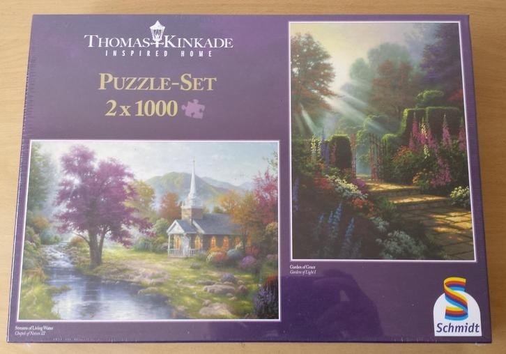 Puzzel Set Thomas Kinkade - 2 x 1000 st. - Schmidt - NIEUW, Hobby en Vrije tijd, Denksport en Puzzels, Nieuw, Legpuzzel, 500 t/m 1500 stukjes