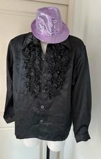 Zwarte  blouse Maat M Met + hoedje Foute party Feest, Kleding | Heren, Ophalen of Verzenden, Zo goed als nieuw, Maat 52/54 (L)
