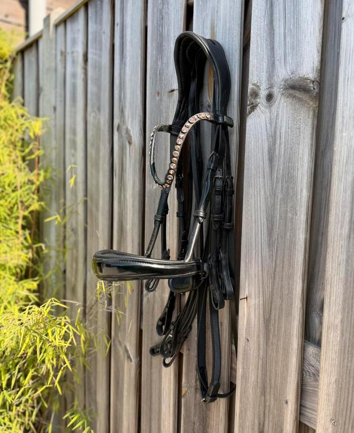 PS of Sweden Passage Stang en Trens hoofdstel Zwart Lak Full, Dieren en Toebehoren, Paarden en Pony's | Hoofdstellen en Tuigage