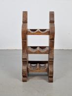 Vintage eiken brutalist houten wijnrek japandi 1960, Ophalen of Verzenden, N, Minder dan 50 cm, Hout