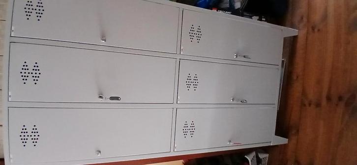 6 deurs lockerkast lichtgrijs 180x90x50 cm met sleutels, Huis en Inrichting, Kasten | Lockerkasten, Zo goed als nieuw, Ophalen