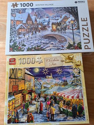 Twee puzzels (1000 stukjes), winter beschikbaar voor biedingen