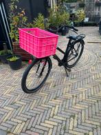 Zwarte Giant damesfiets met roze krat, Fietsen en Brommers, Ophalen, Versnellingen, Giant, 53 tot 56 cm