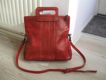 Rode leren tas Handmade in Italy genuine leather echt leer beschikbaar voor biedingen