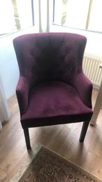 Twee stoffen fauteuils, aubergine kleurig, Huis en Inrichting, Fauteuils, Ophalen, Gebruikt, Minder dan 75 cm, 50 tot 75 cm