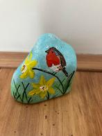 Beschilderde steen roodborstje, Ophalen of Verzenden, Zo goed als nieuw