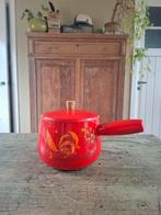Vintage rode steelpan van Aubecq, Kookpan of Snelkookpan, Overige materialen, Ophalen of Verzenden, Zo goed als nieuw