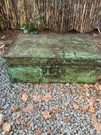 Oude,brocante metalen kist, groen, Ophalen, Gebruikt