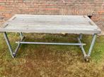 Tuintafel stijgerhoute planken, ijzeren onderconstructie (D), Tuin en Terras, Ophalen, Zo goed als nieuw, Rechthoekig, Hout