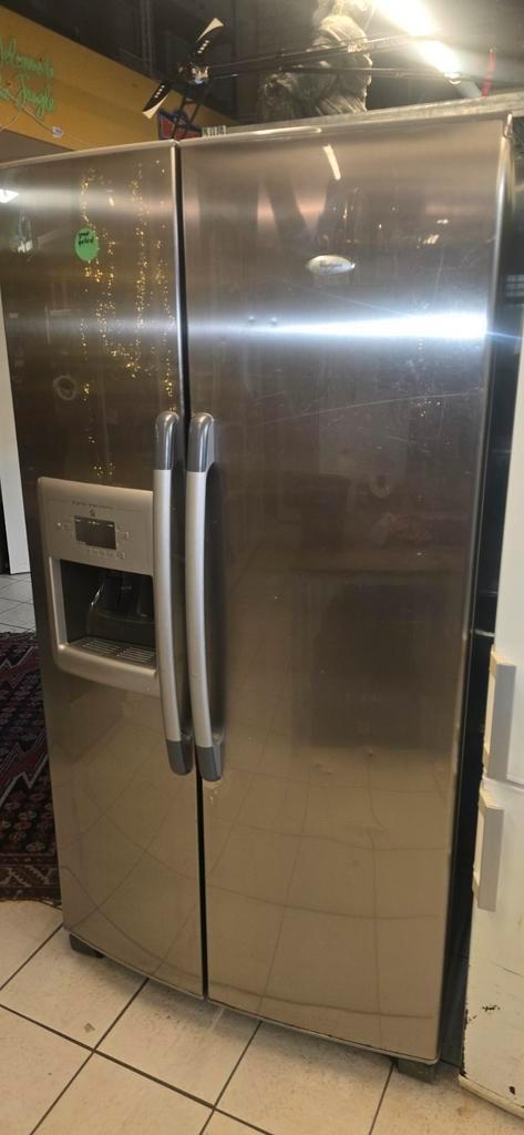 Whirlpool Amerikaanse koelvriescombinatie met garantie, Witgoed en Apparatuur, Koelkasten en IJskasten, Zo goed als nieuw, Met aparte vriezer