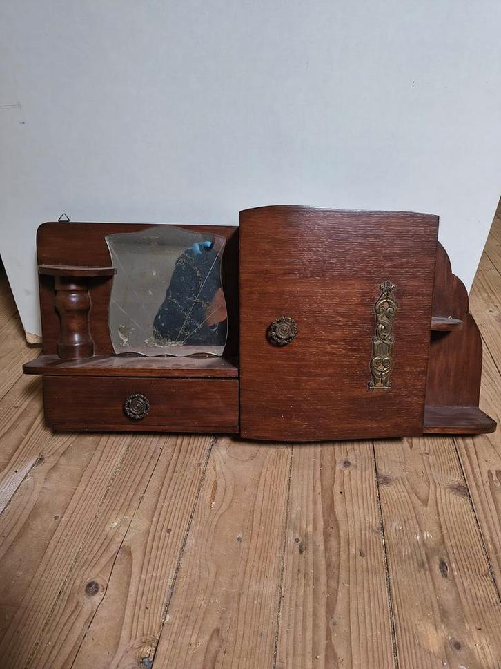 Oud Toiletkastje met Spiegel, Antiek en Kunst, Antiek | Meubels | Kasten, Ophalen of Verzenden