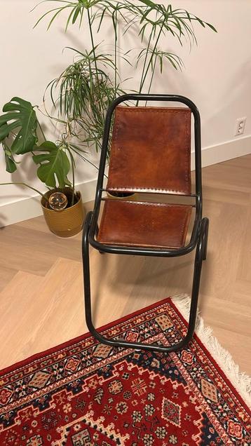 Mooie vintage stoel met leer