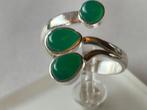 Zilveren ring Smaragd, Verzenden, 19 tot 20, Zo goed als nieuw, Met edelsteen