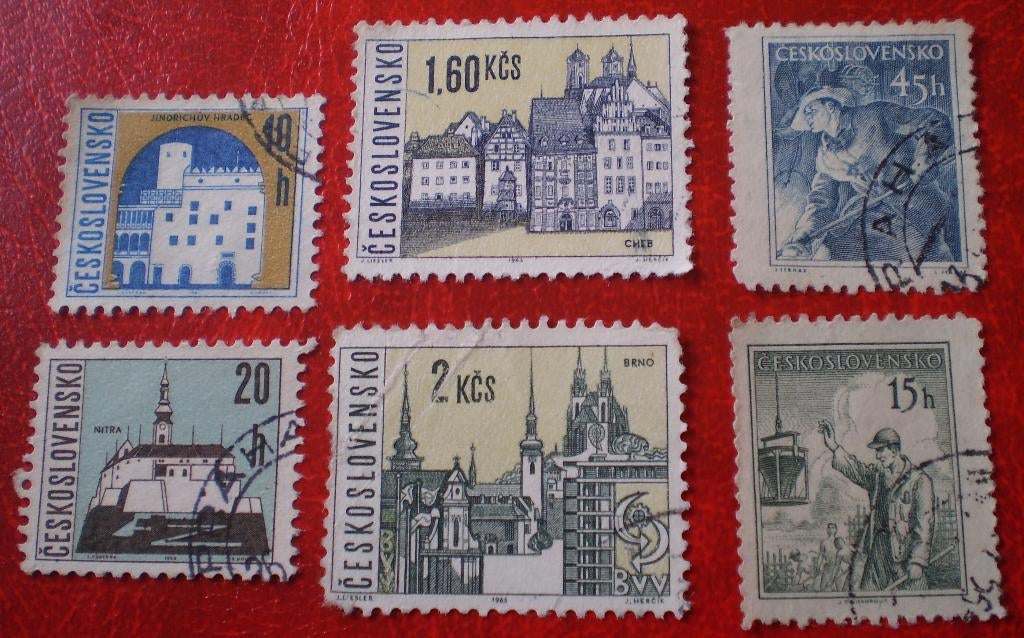Tsjecho - Slowakije - 6x - 4x Gebouwen / 2x Mijnbouw, Verzenden, Overige landen, Gestempeld