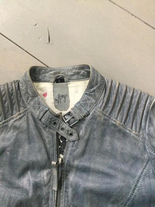 Dames lederen jasje/ Gipsy, Kleding | Dames, Jassen | Zomer, Gedragen, Maat 38/40 (M), Grijs, Ophalen of Verzenden