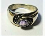 A-symetrische ring met amethist en markasieten 925, Ophalen, Dame, Zilver, Zilver