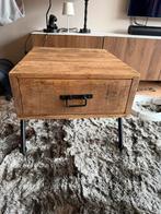 Mangohouten bijzettafel met lade, 55 tot 75 cm, Zo goed als nieuw, Rechthoekig, Hout
