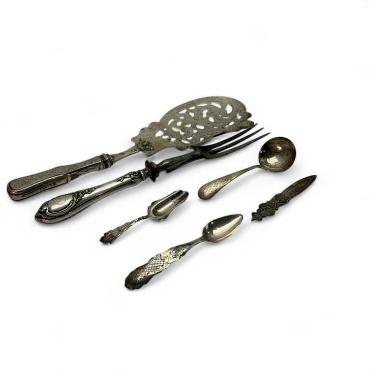 Lot divers zilver (6x), Antiek en Kunst, Antiek | Goud en Zilver, Zilver, Ophalen of Verzenden