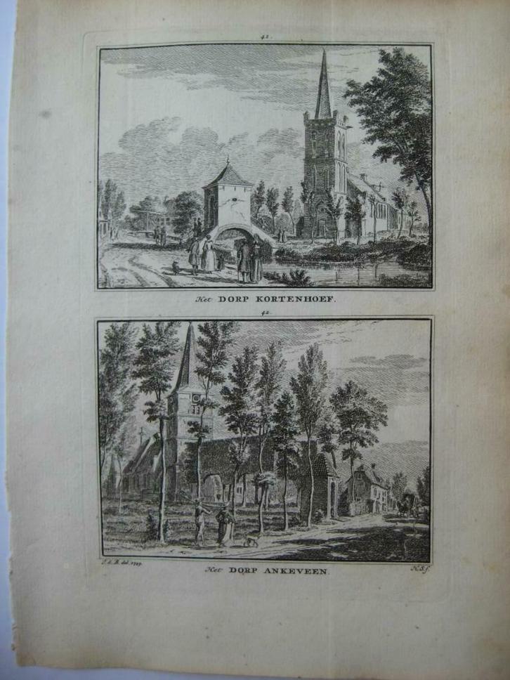 41-42 / Kortenhoef en  Ankeveen Kopergravure J. Bulthuis, Antiek en Kunst, Kunst | Etsen en Gravures, Ophalen of Verzenden