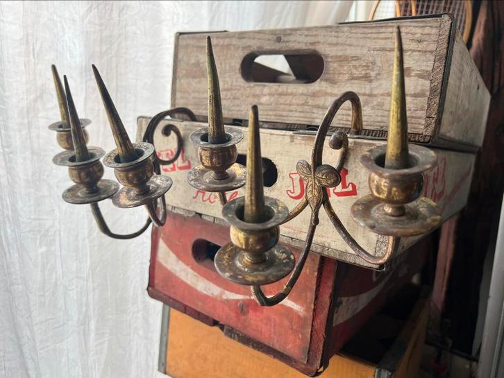 SET OUDE KANDELAARS VAN BRONS, Antiek en Kunst, Antiek | Koper en Brons, Brons, Ophalen of Verzenden