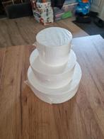 3 x Piepschuim taart dummies 10, 15 en 20 cm 7cm hoog, Ophalen of Verzenden, Nieuw, Taarten, Overige typen