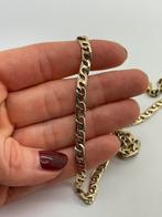 Z627 Prachtige zilveren ketting goudkleurig anker schakel, Sieraden, Tassen en Uiterlijk, Kettingen, Ophalen of Verzenden, X, Goud