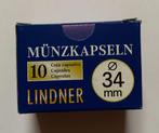 Doosje Lindner muntcapsules capsules 34 mm 10 stuks, Postzegels en Munten, Munten en Bankbiljetten | Toebehoren, Verzenden, Overige typen