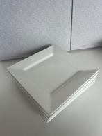 4 (of 6) witte vierkante borden - 22cm - xenos, Huis en Inrichting, Ophalen of Verzenden, Zo goed als nieuw, Bord(en), Overige stijlen