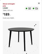 Bruin zwarte ronde eettafel ikea met grijze velvet stoelen, Huis en Inrichting, Tafels | Eettafels, 100 tot 150 cm, 100 tot 150 cm
