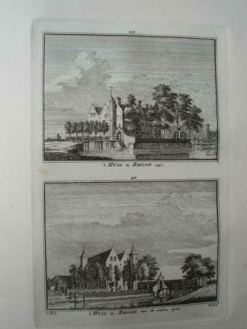 237-238 / Rhoon  het Huis  Kopergravure 1750 beschikbaar voor biedingen