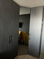 Donkerhouten hoekkast met spiegeldeur, Ophalen, Gebruikt, 100 tot 150 cm, 200 cm of meer