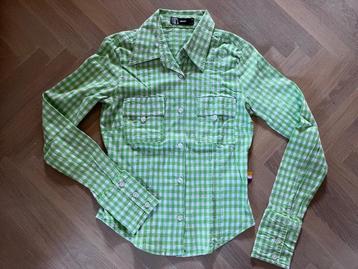 Only blouse, groen wit geblokt, nooit gedragen, xs, mt. 34 beschikbaar voor biedingen