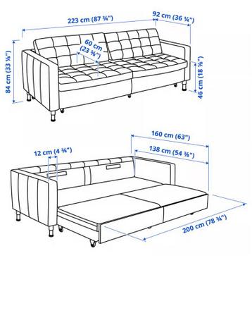 ikea landskrona 3-zits slaapbank Gunnared lichtgroen/hout - afbeelding 3
