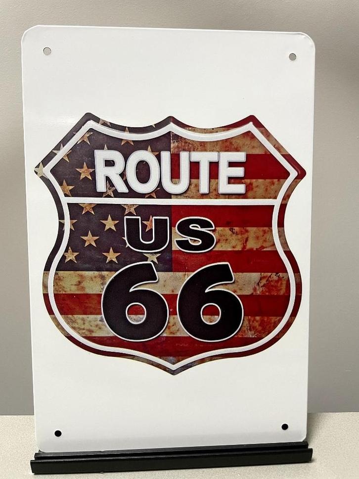 Route 66 metalen reclamebord / wandbord, Huis en Inrichting, Woonaccessoires | Wanddecoraties, Nieuw, Ophalen of Verzenden
